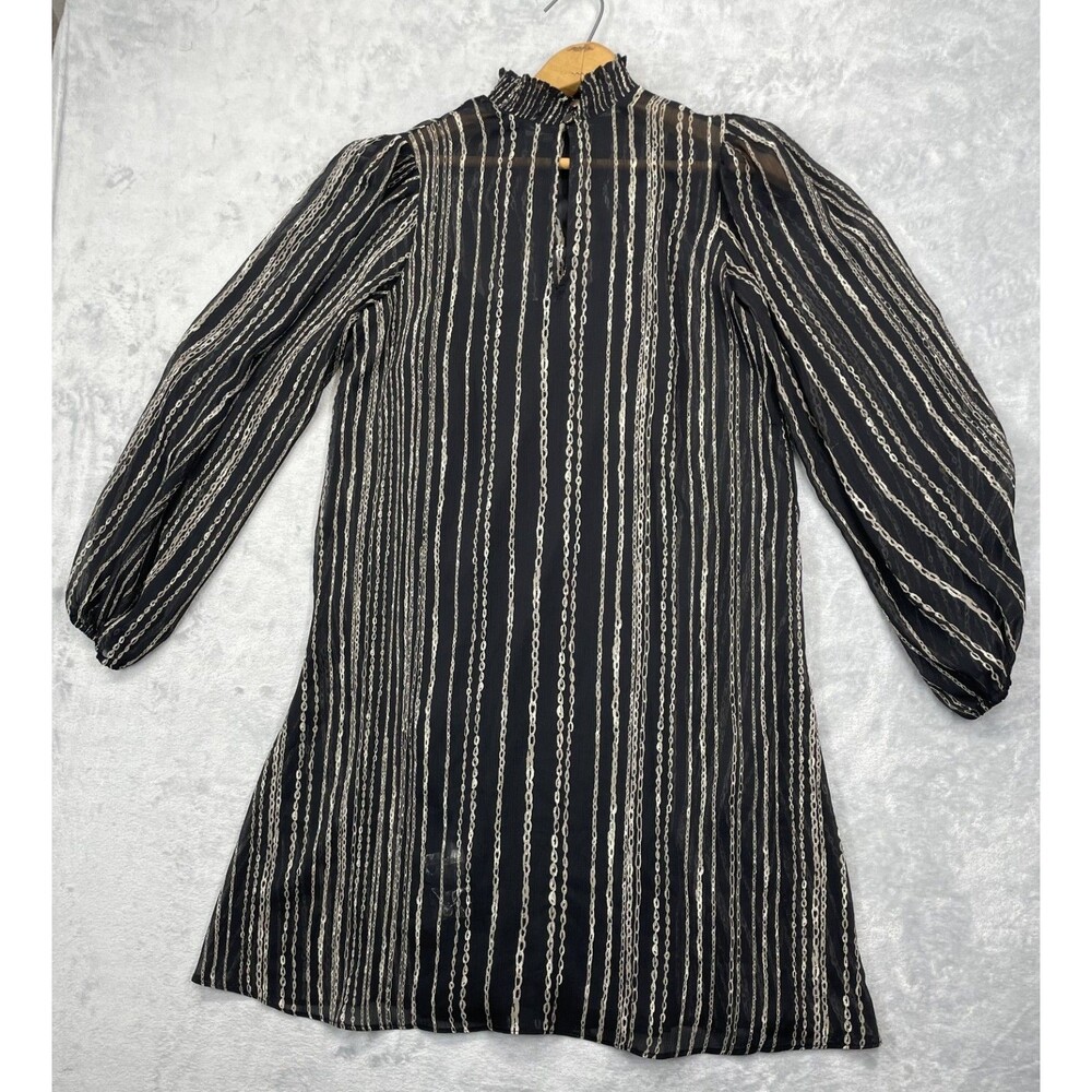 Harper Rose Sz: 4 Sheer Metalllic Chain Stripe Trapeze Dress